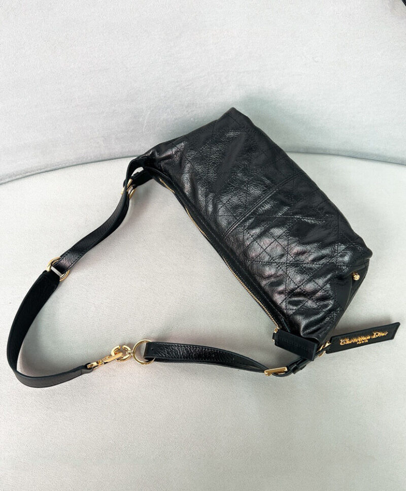 Christian Dior Small D-Journey Bag in Shiny Goatskin Black
